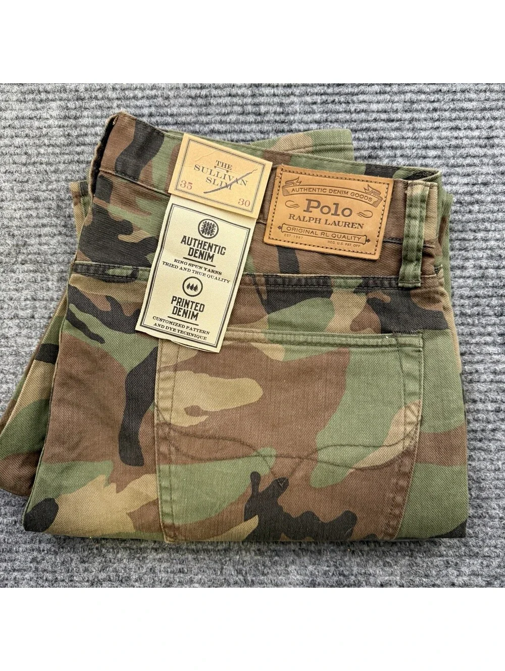 Polo Ralph Lauren Sullivan Slim Camouflage Denim Men’s Size 35x30 Stretch NWT